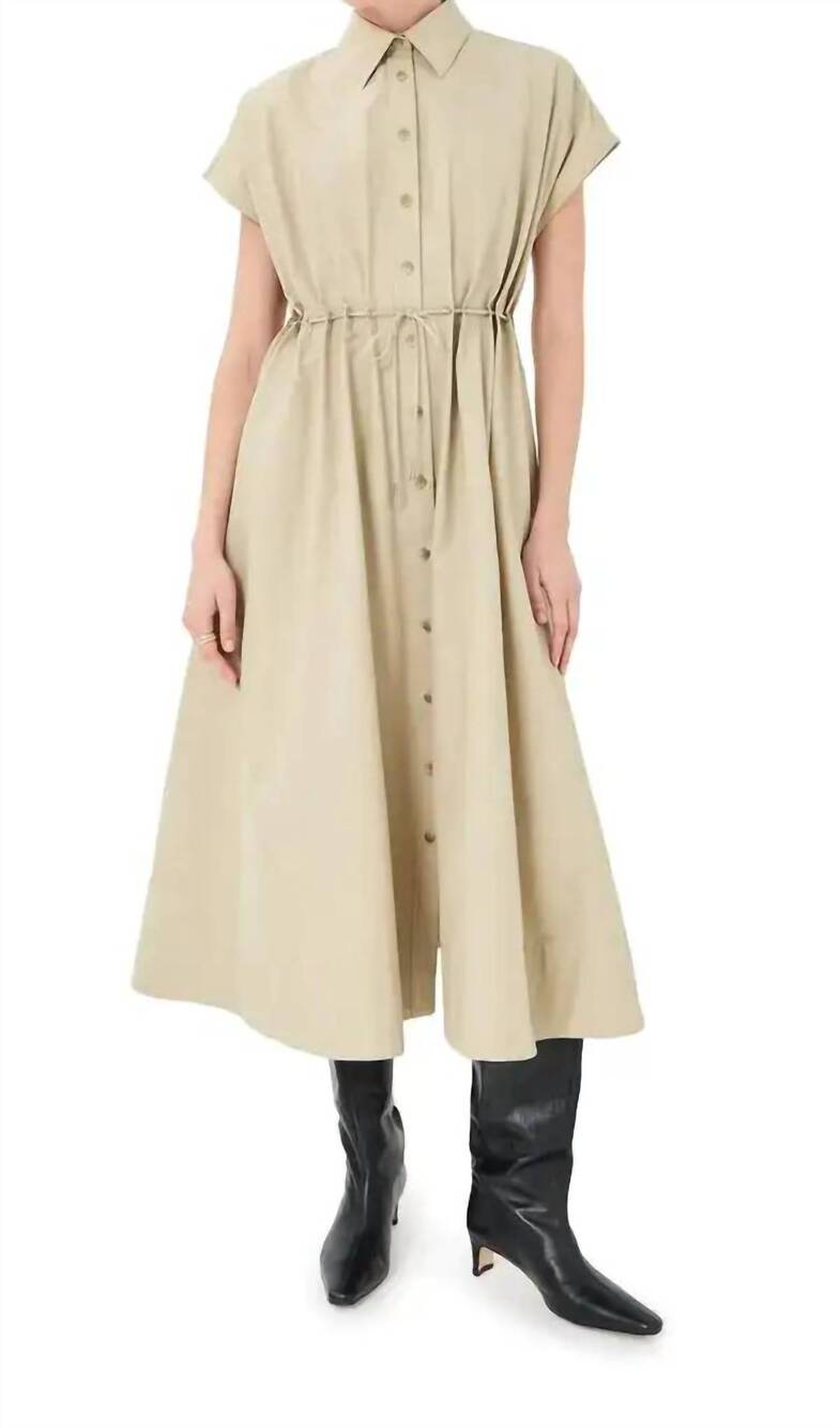 NEW BRANDON MAXWELL blake short sleeve shirtdress in dune